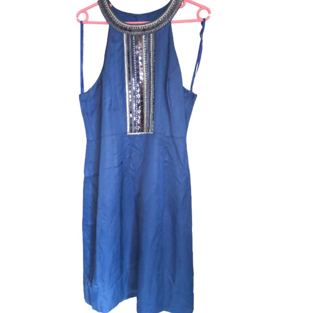 MONSOON - linen blend - embellished artisan dress - size - UK 18. - Picture 1 of 6